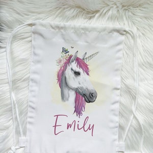 Unicorn PE Bag, Personalised Unicorn Swim Bag, Unicorn Drawstring Bag, Personalised Gym Bag