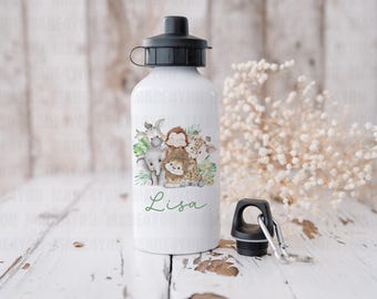 Personalized Jungle Water Bottle, 400ml Aluminum Drink Flask Animal Design
