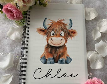 Personalized Highland Cow Notepad: A5 Lined Paper