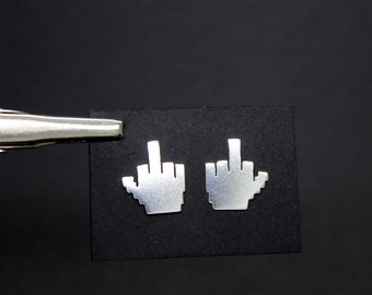 Middle finger comb 8 bits 925 silver earrings
