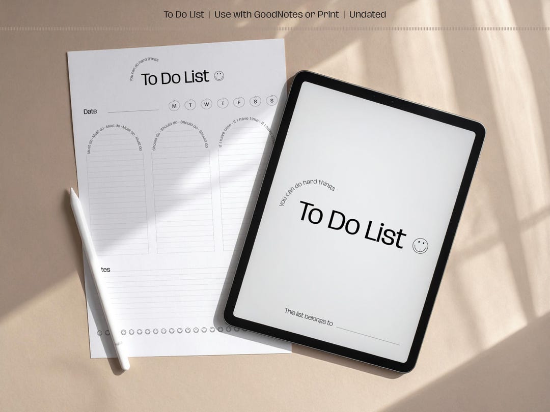 Printable & Digital to Do List | Undated PDF Template for Goodnotes and ...