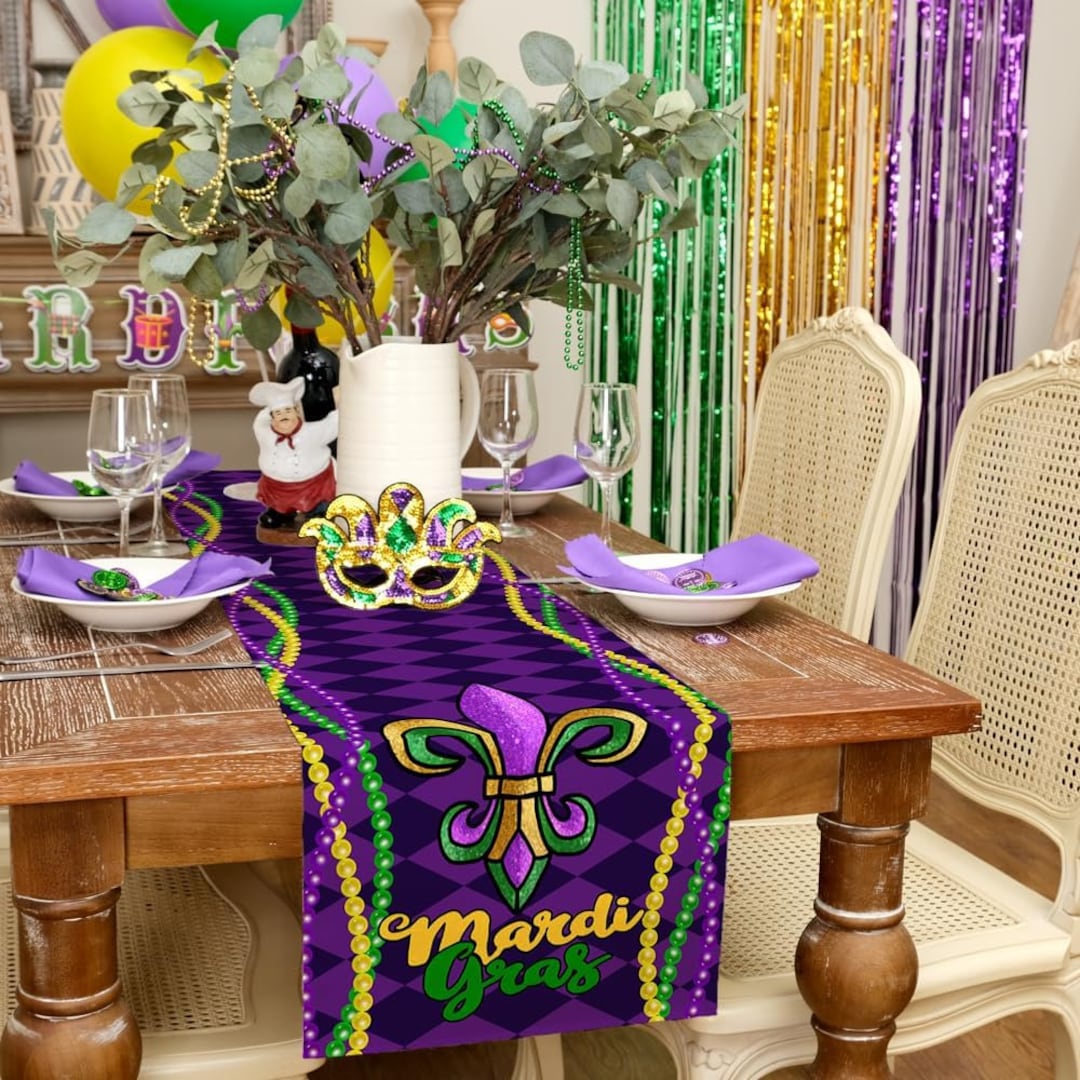 beaded mardi gras table runner