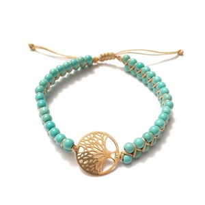 Handmade Tree of Life Braided Beaded Bracelet | Zen | Friendship |  Peace | Adjustable | Turquoise