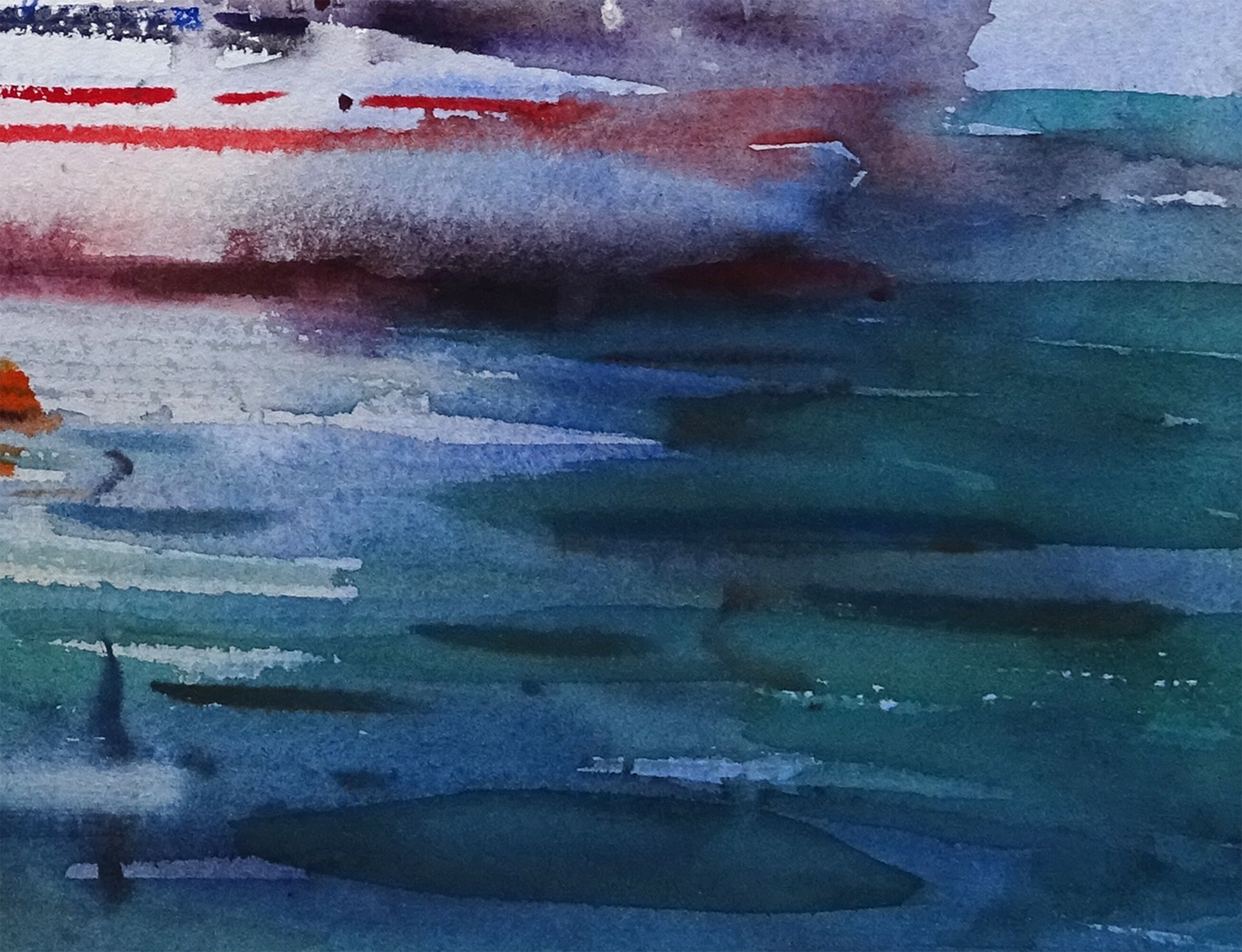 Art & Collectibles Watercolor Painting Watercolor sea White yachts Art