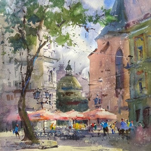 Pray for Ukraine, Ukrainian shop digital download card, Digital download, Downloadable Ukrainian art, Printable art Watercolor painting Lviv