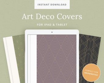 6 Art Deco Digital Notebook Covers for GoodNotes - Customizable Cover for Notes Planner or Agenda - Journal Accessories - Custom iPad Notes