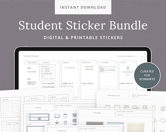 Student Planner Stickers Bundle – Digital Sticky Notes (Printable)