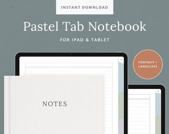 Pastel Digital Notebook Template – 5-Tab Hyperlinked Organizer (Digital Download)
