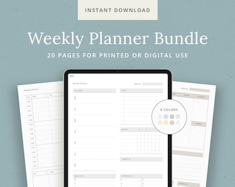 Weekly Planner Pages - Printable PDF Templates - A4 and US Letter - Digital Planner for GoodNotes - Minimal Neutral Colors - Dash Planner