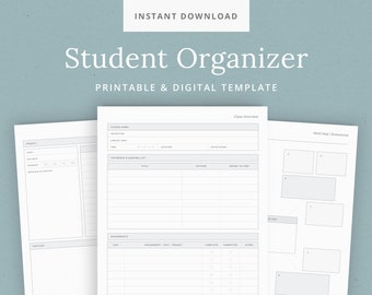 assignment notebook drawing Student Organizer Printables for Back to School - Class Planner with Assignment Tracker & Essay Template - for College - US Letter, A4 Sizes