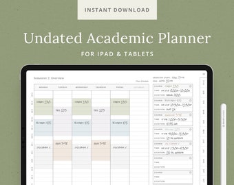 Planificador digital sin fecha para estudiantes - Plantilla de agenda académica para GoodNotes - Seguimiento de tareas, planificador de proyectos y ensayos para iPad