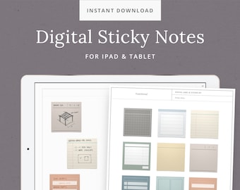 Digital Functional Sticky Note Stickers - Minimal Sticky Notes with Grids and Lines - for GoodNotes Notability Planner - Instant Download