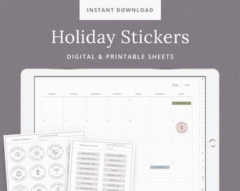 Holiday Digital Stickers for GoodNotes - Digital Planner Stickers - Printable Holiday Sticker Labels - iPad Tablet - Instant Download