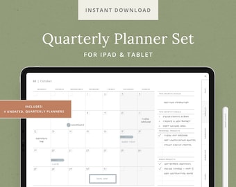 Undated Quarterly Digital Planner: 90-Day Productivity Template (Digital Download)