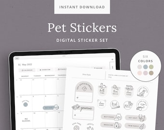 Pet Planner Stickers – Minimalist Vet, Grooming Reminders (Digital Download)
