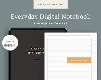 Everyday Digital Notebook - Hyperlinked Tabs - Minimalist design with Lined, Dot, Grid paper - for Digital Bullet Journaling - GoodNotes