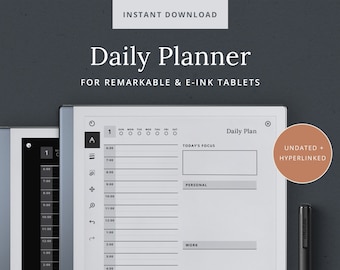 reMarkable Daily Planner Template – Dark Mode, Meeting Notes (Digital Download)