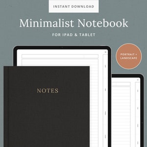 Quaderno digitale - 5 schede argomento minimaliste - modello di carta Cornell, a righe, a punti e a griglia per GoodNotes - per tablet iPad - Dash Planner