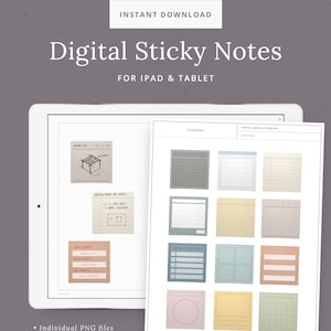 Digital Functional Sticky Note Stickers - Minimal Sticky Notes with Grids and Lines - for GoodNotes Notability Planner - Instant Download