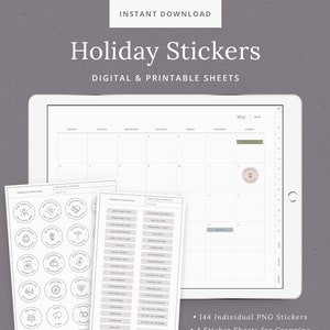 Holiday Digital Stickers for GoodNotes - Digital Planner Stickers - Printable Holiday Sticker Labels - iPad Tablet - Instant Download