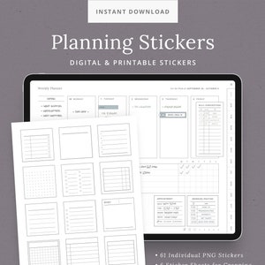 Planung Digitale Aufkleber - Planner Cards für GoodNotes - Minimalistische Aufkleber für iPad Digitale Planer, Notizbücher - Bujo - Dash Planner