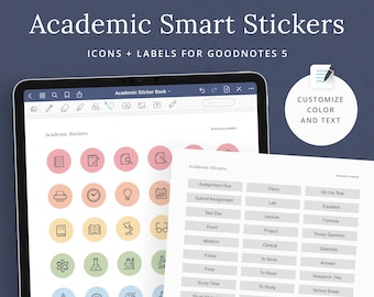 Academic Smart Stickers - Customizable Icons & Labels for GoodNotes (Digital Download)