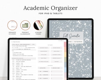 Digital Academic Organizer - Term Planner for Students - Track Assignments, Test, Projects, Notes, Exams, Study Sessions - iPad DashPlanner