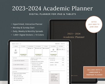 2023-2024 Digital Student Planner - Dated Academic GoodNotes Template - Notebook, Assignment Tracker, Project & Essay Planner - Dash Planner