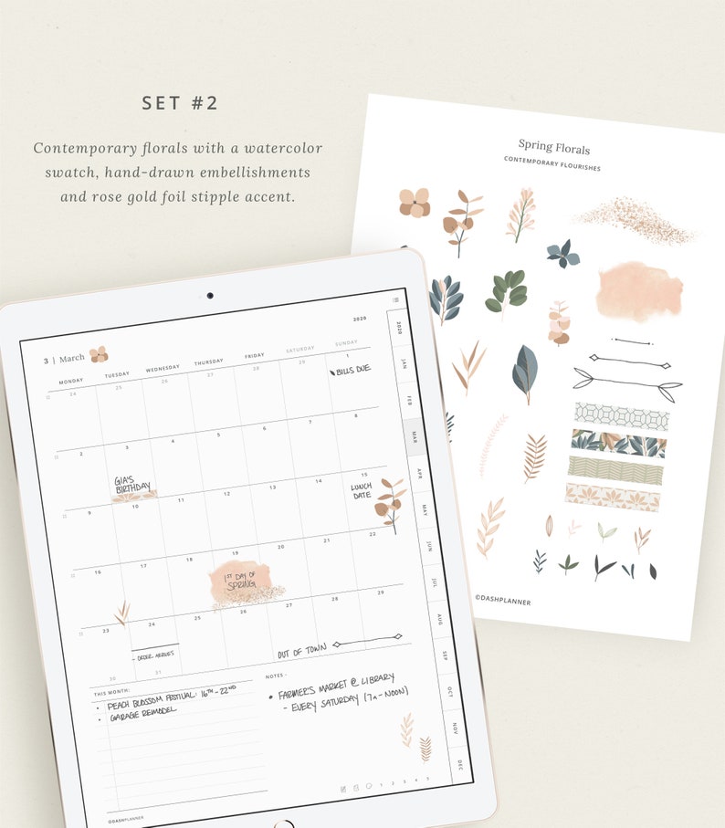 Spring Floral Digital Stickers – Boho Planner Art (goodnotes) - Etsy