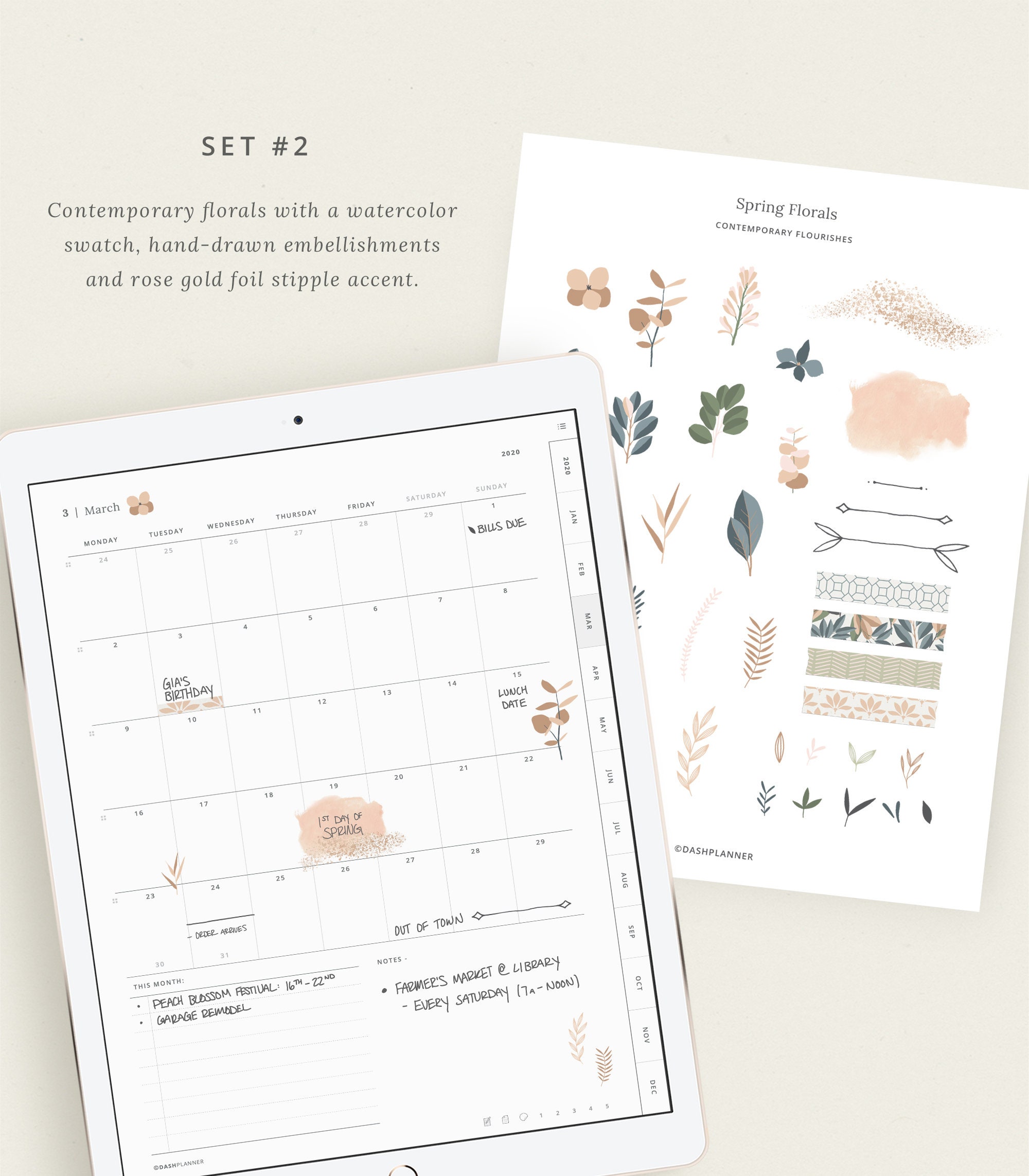Spring Floral Digital Stickers – Boho Planner Art (goodnotes) - Etsy