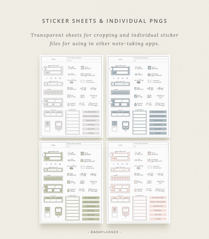 Health Digital Stickers for Goodnotes – Medical Planner Stickers ...