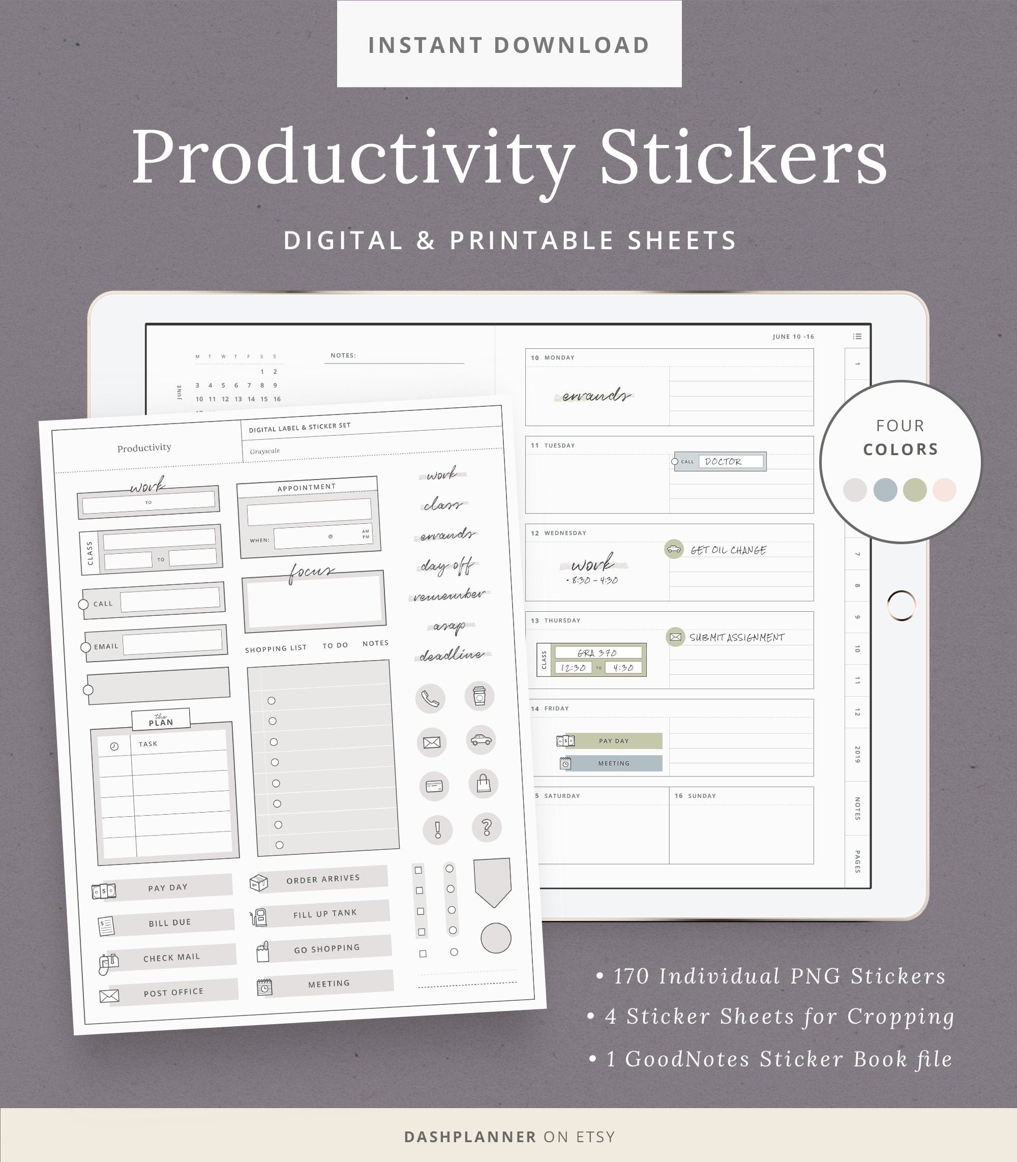 Digital Productivity Stickers for Digital Planning in GoodNotes