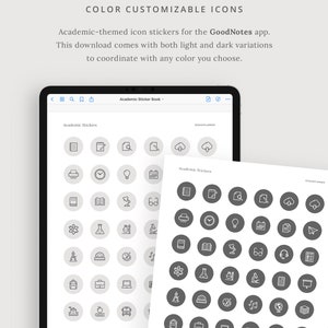 Academic Digital Stickers Smart Stickers for Students GoodNotes file Customizable Icons and Labels Minimal and Modern Dash Planner image 2