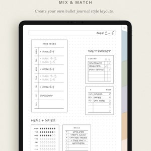 May include: A black and white bullet journal page with a weekly schedule, a to-do list, a meal planner, and a water tracker. The page is titled "June 2-8".