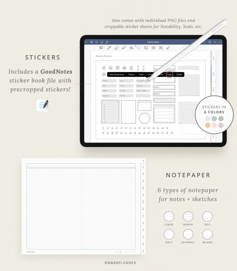 Undated Digital Planner Bundle: Goodnotes Templates, Stickers (PDF) - Etsy