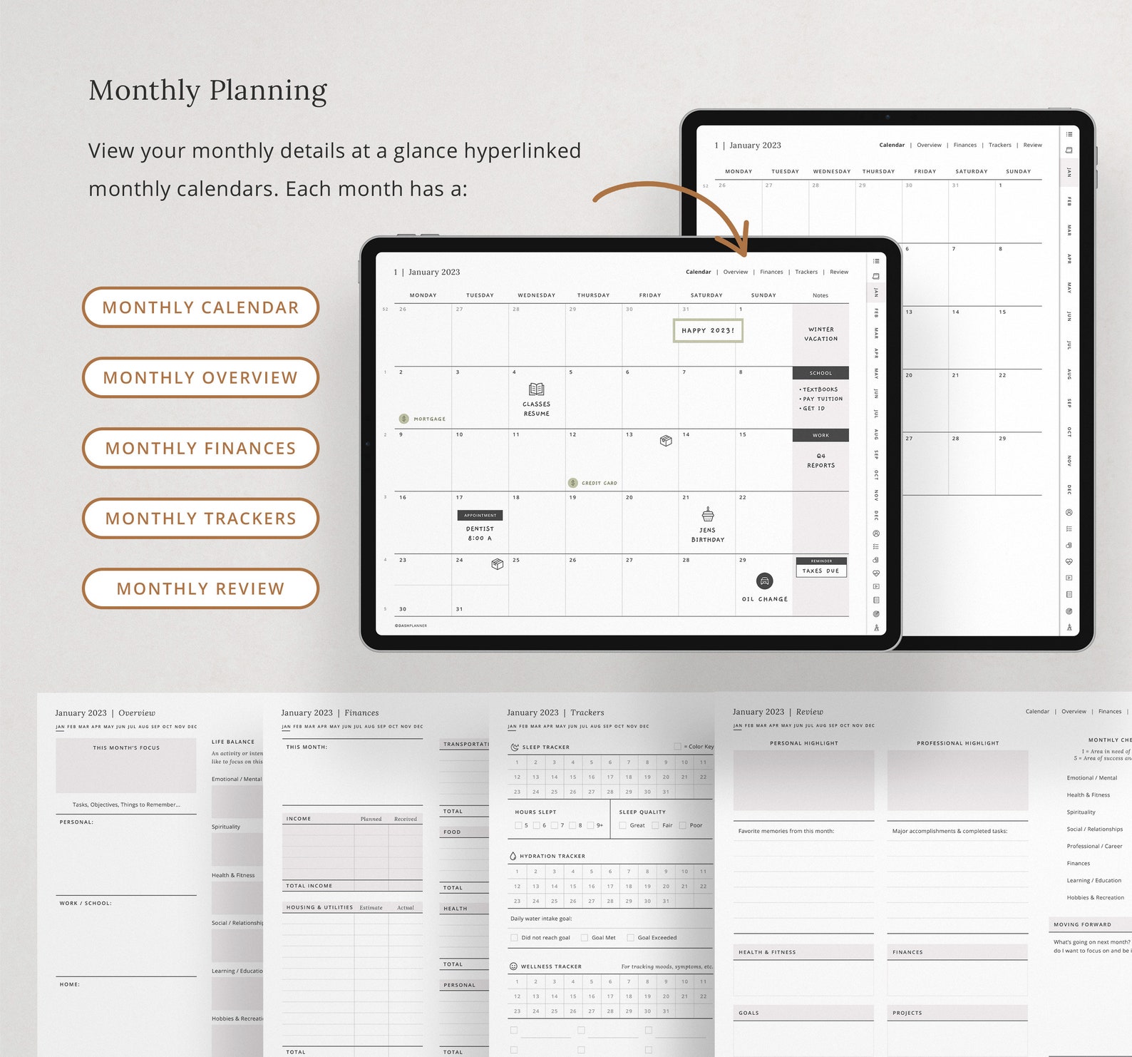 2023 Digital Planner Dash Planner Monthly Weekly & Daily Etsy