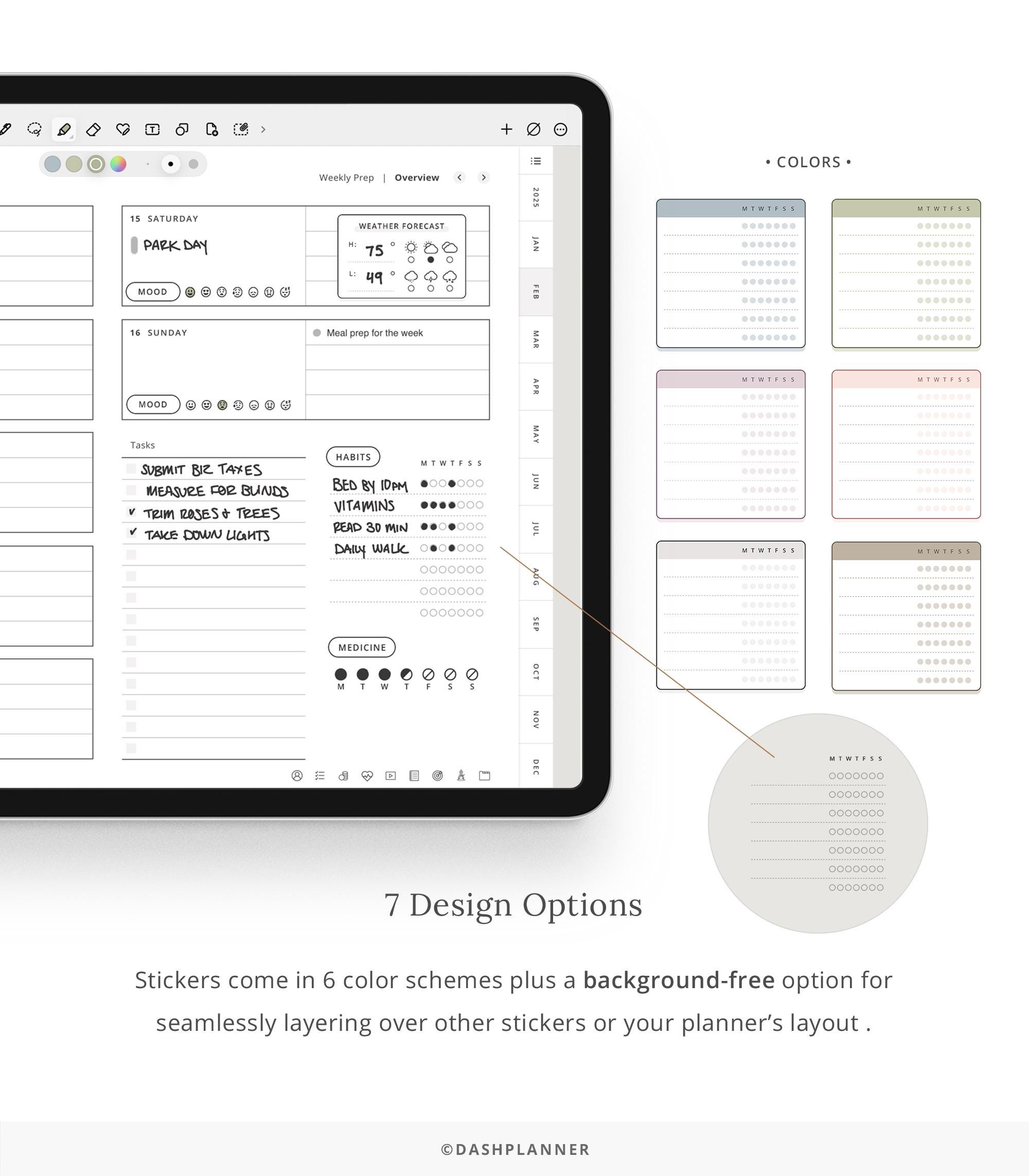 Daily & Weekly Widgets - Digital Sticker Set for Planners - Meals ...