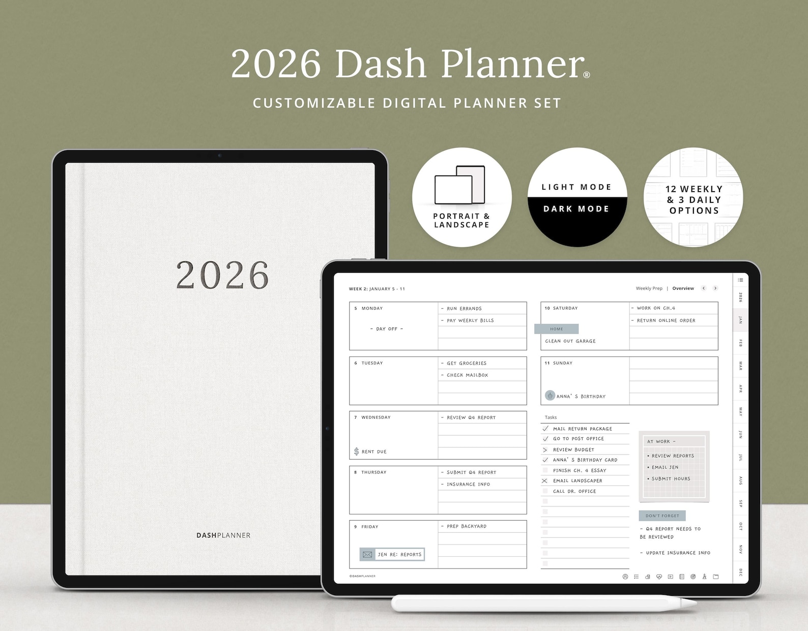 2026 Digital Planner for iPad | Minimalist Hyperlinked Calendar for ...
