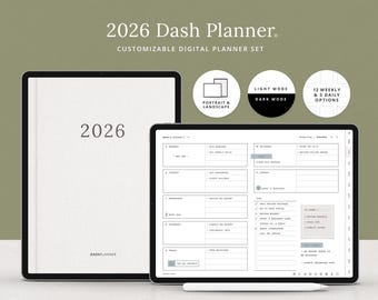 2026 Digital Planner for iPad | Minimalist Hyperlinked Calendar for Goodnotes & Notability | Dash Planner