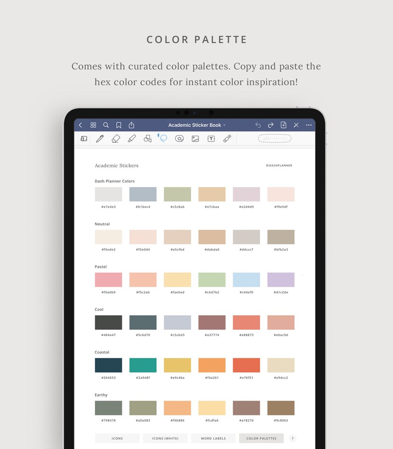 Academic Digital Stickers Smart Stickers for Students GoodNotes file Customizable Icons and Labels Minimal and Modern Dash Planner image 6