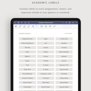 Academic Digital Stickers Smart Stickers for Students GoodNotes file Customizable Icons and Labels Minimal and Modern Dash Planner image 4