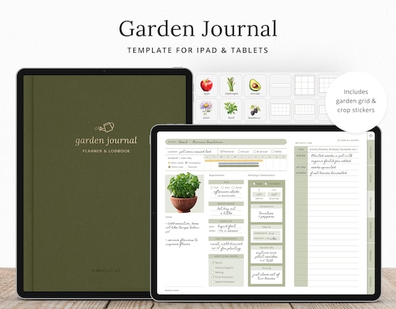 Digital Garden Journal | Hyperlinked iPad Planner for Garden Planning, Plant Tracking, Monthly Garden Tasks | GoodNotes & PDF Template