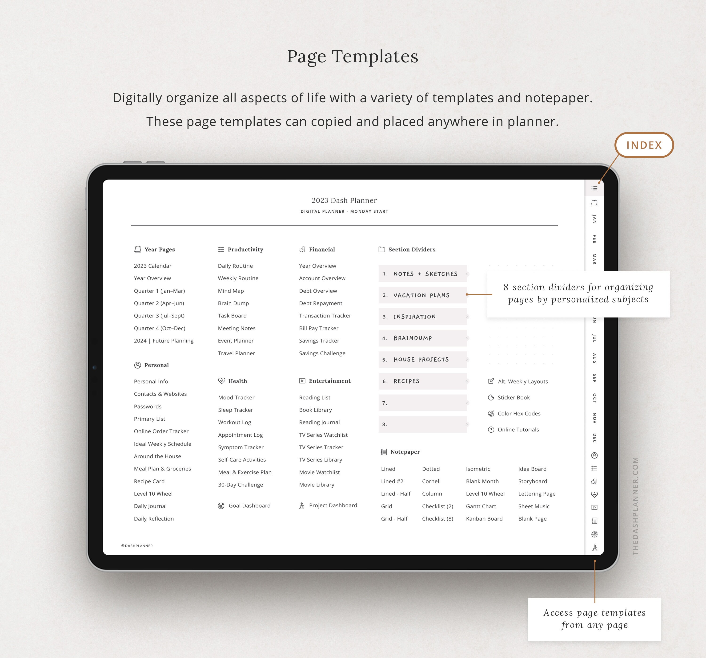 2023 Digital Planner Dash Planner Monthly Weekly & Daily Etsy Australia
