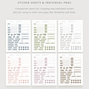 May include: Six printable sticker sheets with various social media and content creation themed stickers. The stickers are in three color schemes: blue, green, and pink. The stickers include icons for social media platforms, such as Facebook, Instagram, Twitter, and YouTube, as well as text-based stickers for tasks like "new post", "website update", and "reply to blog post".