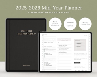 2025-2026 Mid-Year Digital Planner – iPad, Goodnotes, Notability (PDF)
