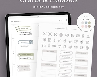 Crafts & Hobbies Digital Planner Stickers | Creative Time Labels (Digital Download)