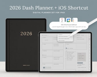 2026 Digital Planner for iPad – Goodnotes, Notability | Hyperlinked PDF with iOS Shortcuts | Weekly & Daily Planner Pages | Dash Planner