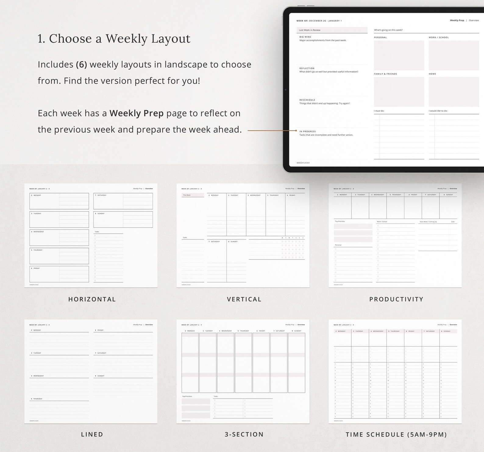 2023 Digital Planner Dash Planner Monthly Weekly & Daily Etsy