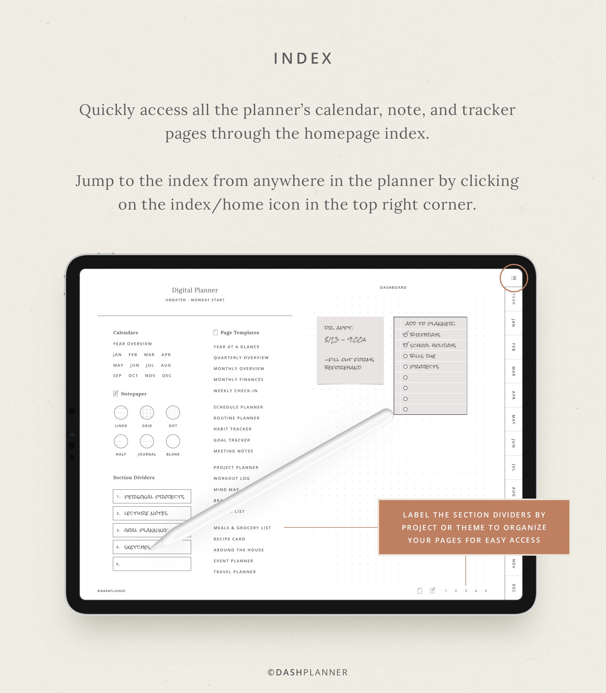 Undated Digital Planner Bundle: Goodnotes Templates, Stickers (PDF) - Etsy