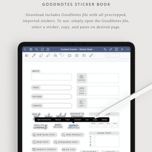 Content Creator Digital Stickers for Social Media Planning GoodNotes file Digital Sticker Set Social Icons, Blog Posts, YouTube Planner image 5